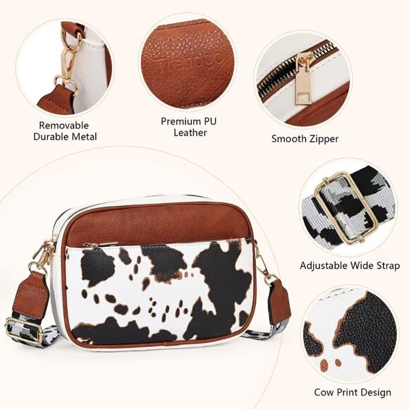 Vegan Leather Small Crossbody Bag with Detachable Coin Pouch for Women - Picture 5 of 7